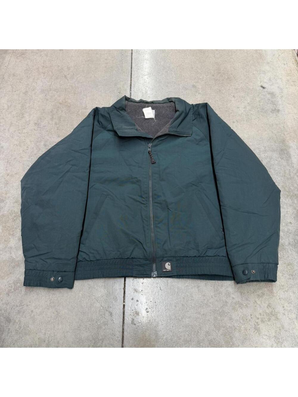 vintage carhartt j72 green and grey zip up bomber jacket size xl